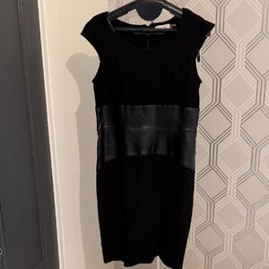 Calvin Klein Black Mini Dress with Leather Detail